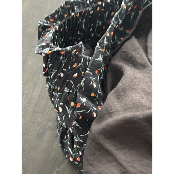 Magali Pascal womens Tiered Mini Skirt Elastic Waist Navy Floral Print M Ruffled - Picture 10 of 10